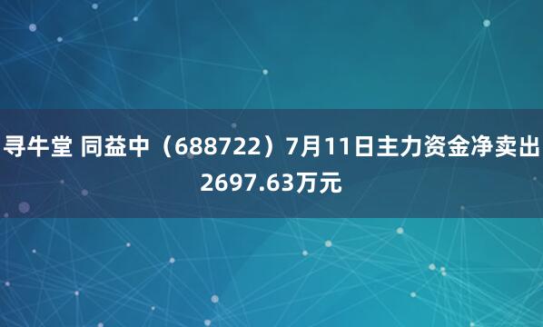 寻牛堂 同益中（688722）7月11日主力资金净卖出2697.63万元