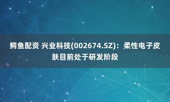 鳄鱼配资 兴业科技(002674.SZ)：柔性电子皮肤目前处于研发阶段