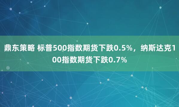 鼎东策略 标普500指数期货下跌0.5%，纳斯达克100指数期货下跌0.7%