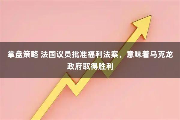 掌盘策略 法国议员批准福利法案，意味着马克龙政府取得胜利